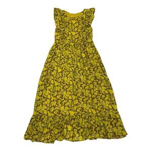 Anthropologie Ranna Gill Women’s S Yellow Floral Ruffle Lenore Maxi‎ Dress